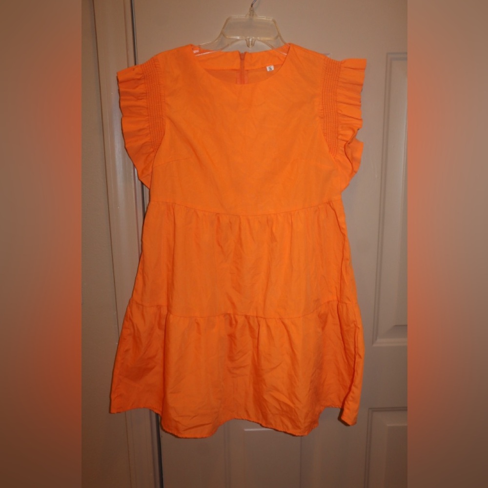 SHEIN Vibrant Orange Ruffled Dress